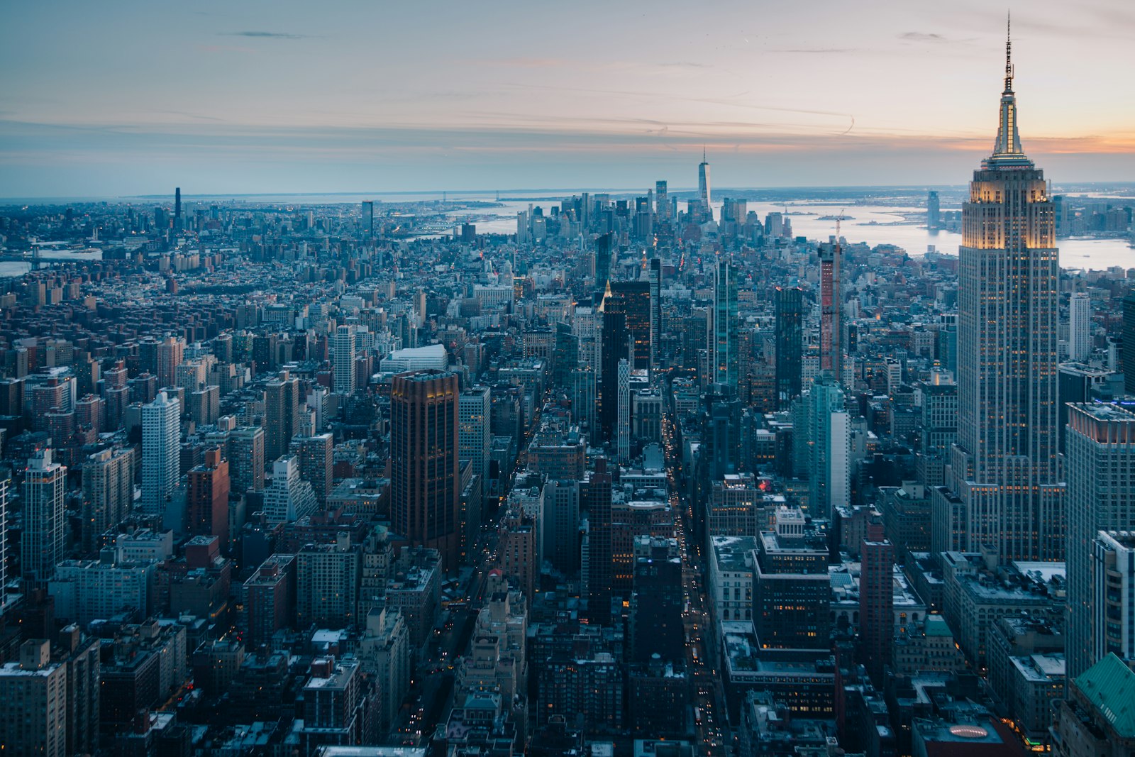 New York skyline at sunset